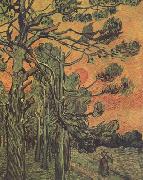 Vincent Van Gogh Pine Trees against a Red Sky with Setting Sun (nn04) France oil painting reproduction